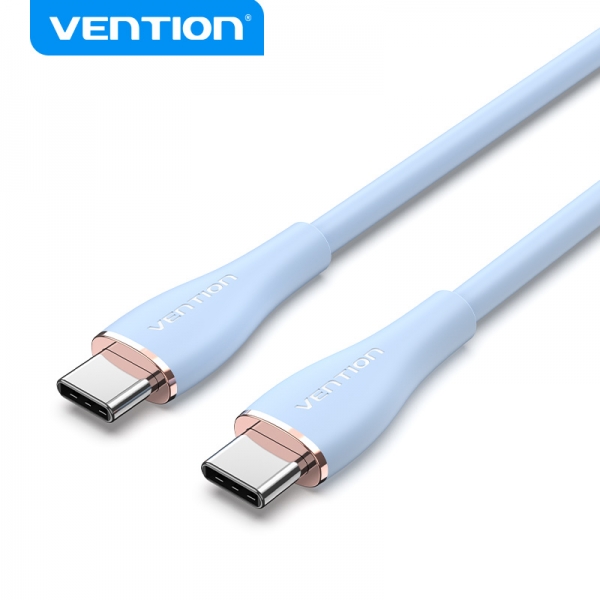 Câble Vention USB-C Mâle vers USB-C Mâle - 1m - 5A 100W 480Mbps - Couleur Silicone Bleu