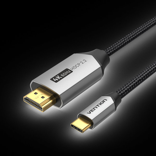 Câble Vention USB-C vers HDMI 4K - Haute Résolution 4K@60Hz - Plug & Play - Connecteurs Plaqués Or - Couleur Noir