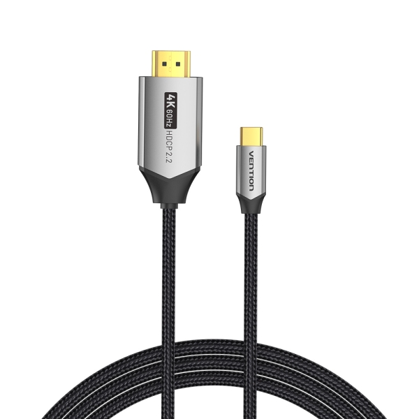 Câble Vention USB-C vers HDMI 4K - Haute Résolution 4K@60Hz - Plug & Play - Connecteurs Plaqués Or - Couleur Noir