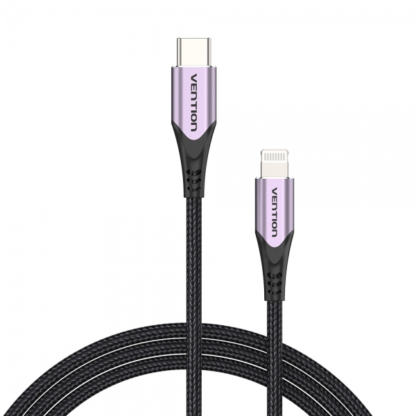 Câble Vention USB-C vers Lightning 3A 27W 480Mbps MFi - 1m - Violet