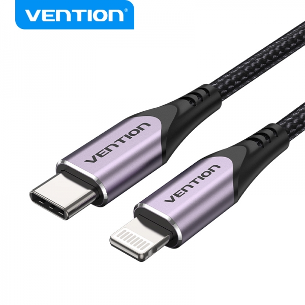 Câble Vention USB-C vers Lightning 3A 27W 480Mbps MFi - 1m - Violet