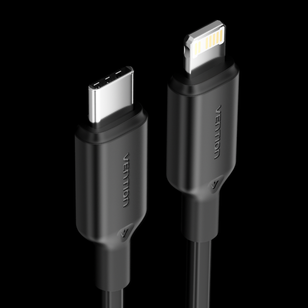 Câble Vention USB-C vers Lightning - Connecteur nickelé - Puissance 27W - Courant 3A - Couleur Noir