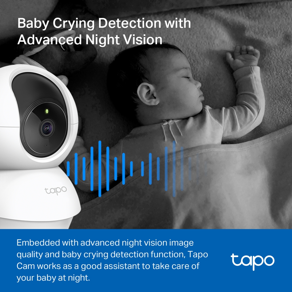 Caméra de surveillance Wi-Fi TP-Link Tapo TC71 2K - Rotation 360º - Vision nocturne - Détection de mouvement et notifications - Alarme lumineuse et sonore - Audio bidirectionnel