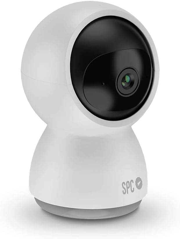 Caméra de surveillance Wifi SPC Lares 360 - Rotation 360º - Full HD 1080P - Suivi des personnes - Vision nocturne - Design discret - Contrôle depuis votre smartphone - Couleur blanche