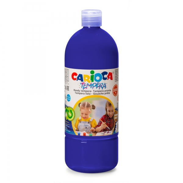 Carioca Tempera Flacon 1000 ml - Couleurs superlavables - Facile à mélanger - Applicable sur matériaux poreux - Haute opacité - Couleur Violet