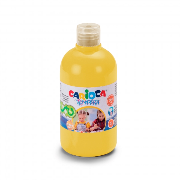 Carioca Tempera Flacon 500 ml - Couleurs superlavables - Facile à mélanger - Applicable sur matériaux poreux - Haute opacité - Couleur Jaune