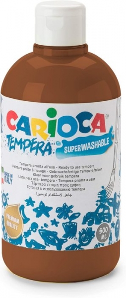 Carioca Tempera Flacon 500 ml - Couleurs superlavables - Facile à mélanger - Applicable sur matériaux poreux - Haute Opacité - Couleur Marron