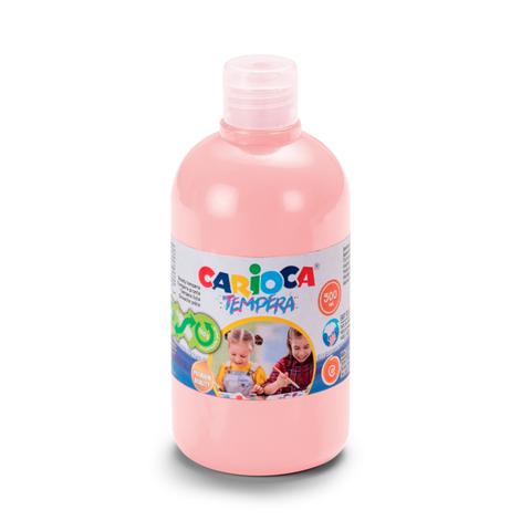 Carioca Tempera Flacon 500 ml - Couleurs superlavables - Facile à mélanger - Applicable sur matériaux poreux - Haute Opacité - Couleur Rose