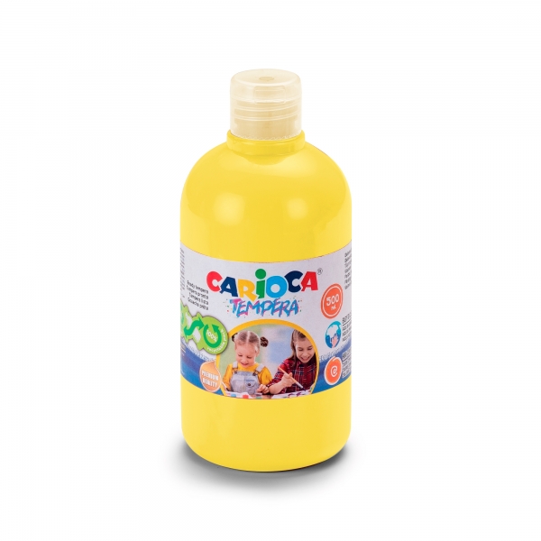 Carioca Tempera Flacon 500 ml - Couleurs superlavables - Facile à mélanger - Applicable sur matériaux poreux - Haute opacité - Couleur Jaune