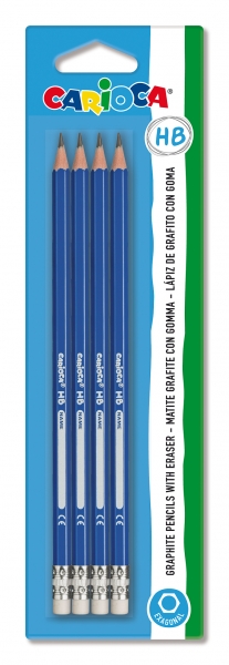 Carioca Tita Lot de 4 crayons graphite HB – Faciles à effacer et à tailler – Corps triangulaire – Mine résistante aux chutes – Couleur grise