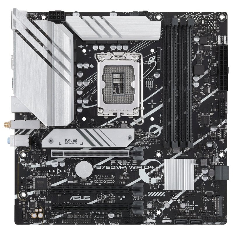 Carte mère Asus Prime B760M-A WiFi D4 Intel LGA1700 4x DDR4 - HDMI, M.2, PCIe4.0, 4x Sata III, USB 3.2, MicroATX