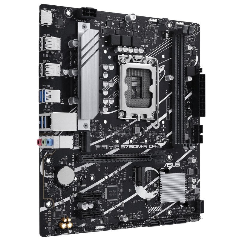 Carte mère Asus Prime B760M-R D4 Intel 1700 2x DDR4 - HDMI, M.2, PCIe4.0, 4x Sata III, USB, Micro-ATX