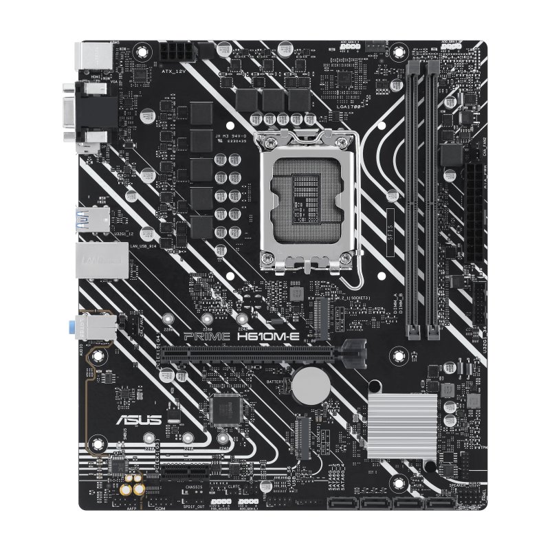 Carte mère Asus Prime H610M-E-CSM Intel1700 2x DDR5 - HDMI, VGA, M.2, PCIe4.0, 4x Sata III, RJ-45, USB 2.0, 3.2, DisplayPort, MicroATX