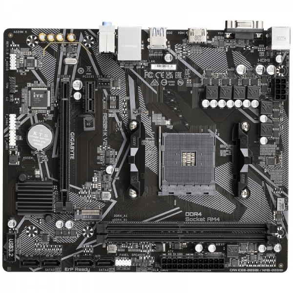 Carte mère Gigabyte A520M K V2 AMD A520 AM4 2x DDR4 - HDMI, M.2, PCIe, 4x Sata III, USB, RJ-45, VGA, Micro-ATX