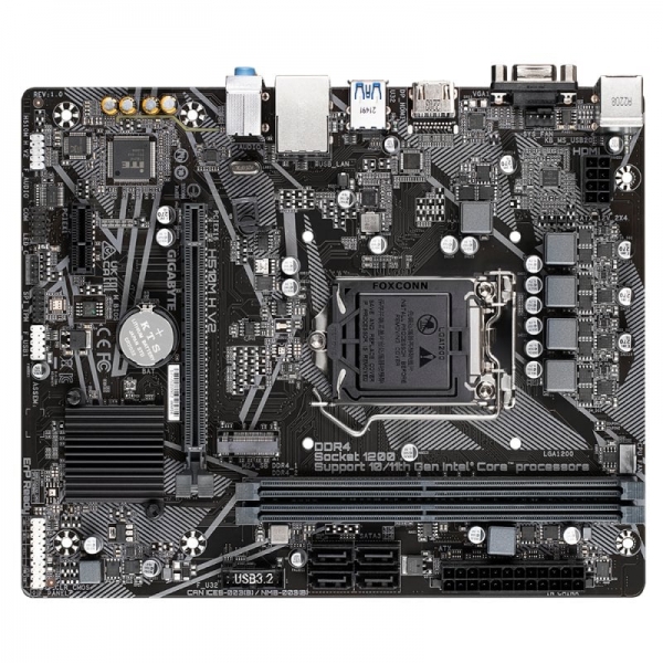 Carte mère Gigabyte H510M H V2 Intel 1200 - HDMI, VGA, PCI Express, M2, 4x Sata III, USB 2.0, 3.2, RJ-45, MicroATX