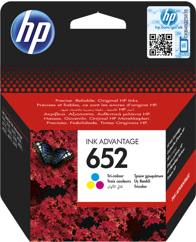 HP 652 trois couleurs - Cartouche d'encre HP d'origine (F6V24AE) prix Maroc