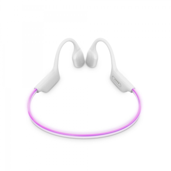 Casque à conduction osseuse Energy Sistem - Bluetooth 5.4 - IPX8 - Mémoire 8 Go - Autonomie 11h - Charge rapide - Lumières LED - Microphone intégré - Couleur Blanc