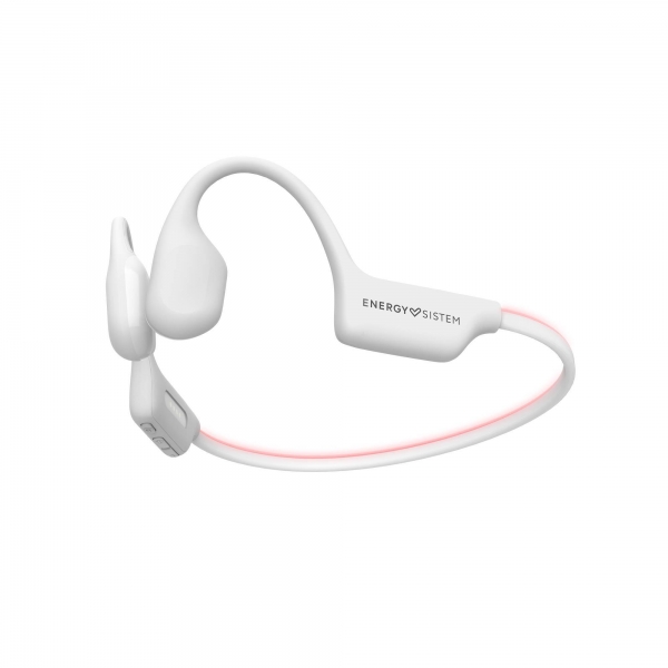 Casque à conduction osseuse Energy Sistem - Bluetooth 5.4 - IPX8 - Mémoire 8 Go - Autonomie 11h - Charge rapide - Lumières LED - Microphone intégré - Couleur Blanc