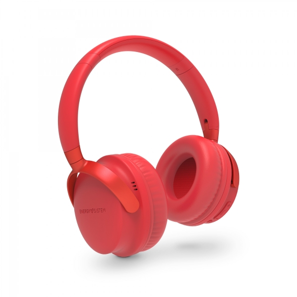 Casque Bluetooth 5.1 Energy Sistem - Conception Pliable - Batterie 25h - Basses Profondes - Microphone Haute Qualité - Finitions Métalliques - Coloris Rouge