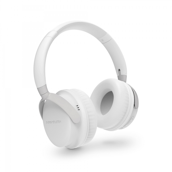 Casque Bluetooth 5.1 Energy Sistem - Conception Pliable - Batterie 25h - Basses Profondes - Microphone Haute Qualité - Finitions Métalliques - Coloris Blanc