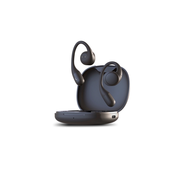 Casque Bluetooth 5.3 Open-Ear SPC Ether 2 Sense - Mains Libres - Assistant Vocal - Connectivité avec 2 Appareils Simultanément - Autonomie jusqu'à 8 heures - Touch Control - Couleur Noir