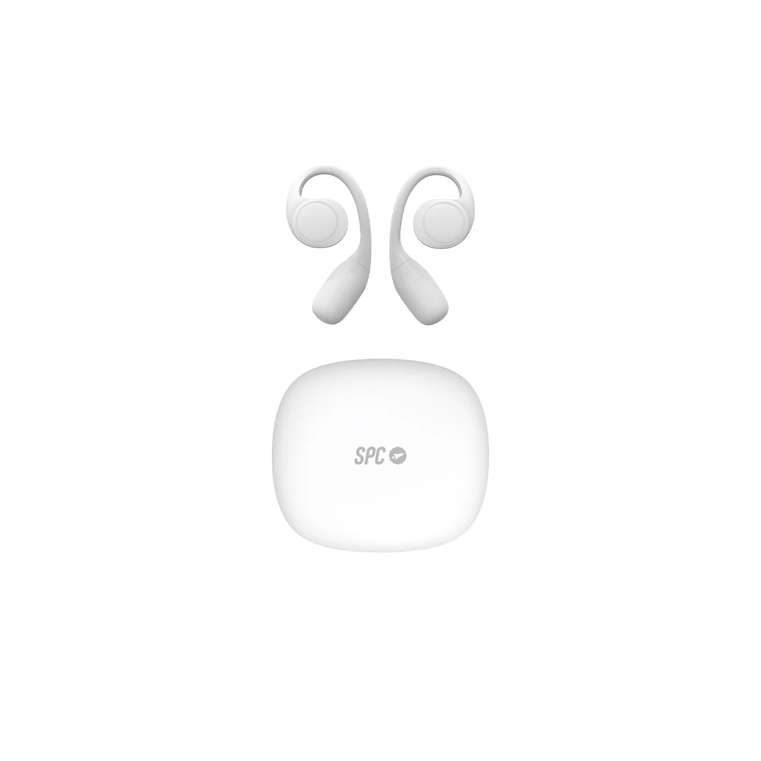 Casque Bluetooth 5.3 Open-Ear SPC Ether 2 Sense - Mains Libres - Assistant Vocal - Connectivité avec 2 Appareils Simultanément - Autonomie jusqu'à 8 heures - Touch Control - Couleur Blanc