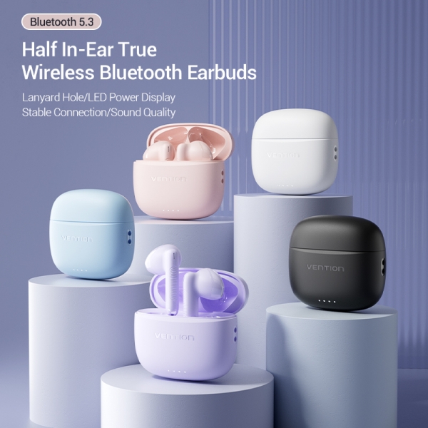 Casque Bluetooth 5.3 Vention avec étui de chargement - Autonomie 6h - Elf E03 - Coloris Rose