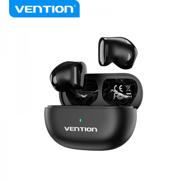 Casque Bluetooth 5.3 Vention avec étui de chargement - Autonomie 6h - Tiny T12 - Couleur Noir