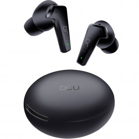 Casque Bluetooth DCU Tecnologic Feedforward - Suppression du bruit FF4-Mic - Batterie 40 mAH - Étui de chargement 400 mAH - Jusqu'à 8 heures de lecture - Couleur noire