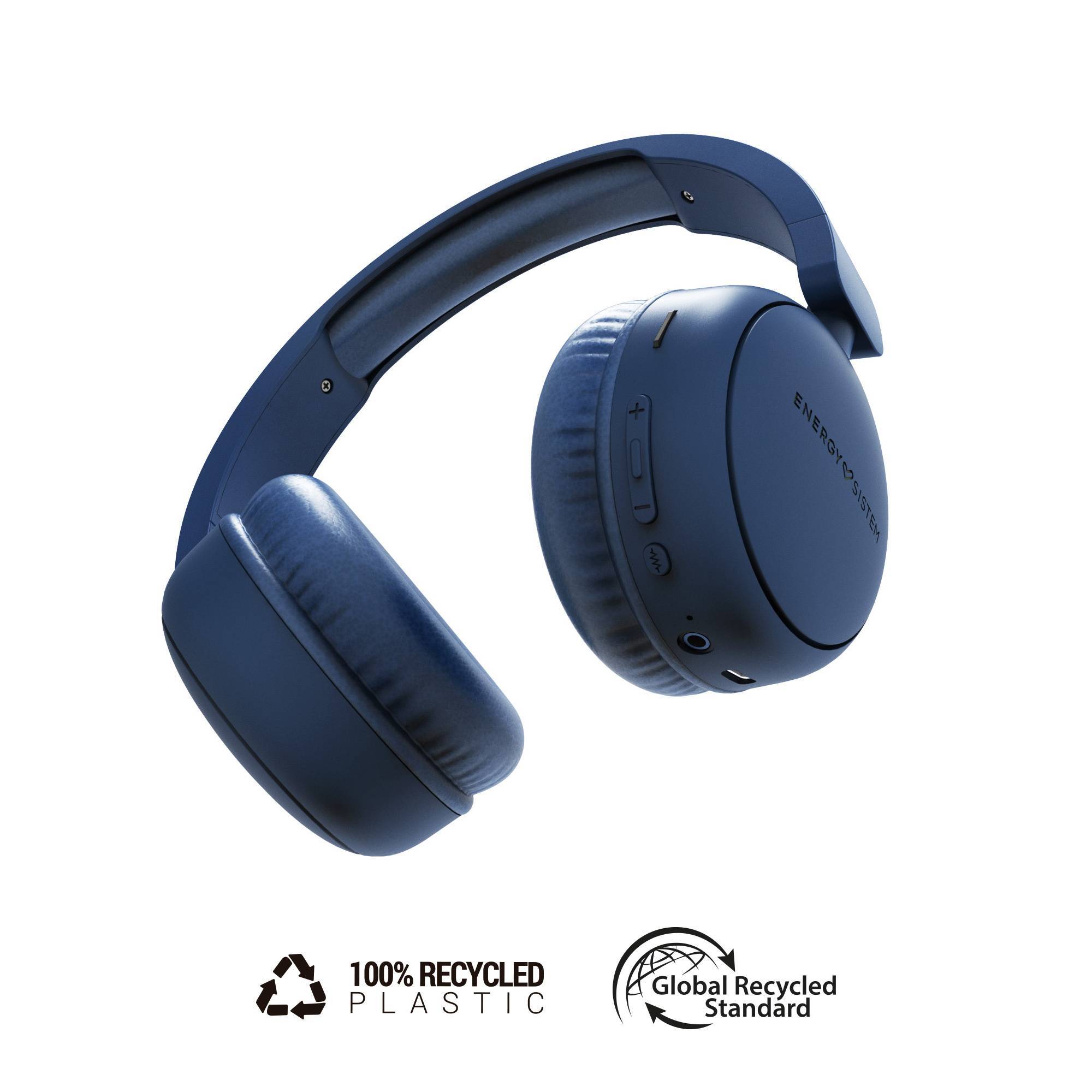 Casque Bluetooth Energy Sistem avec Radio FM - Plastique 100% Recyclé - Lecteur MP3 et MicroSD - Couleur Bleu