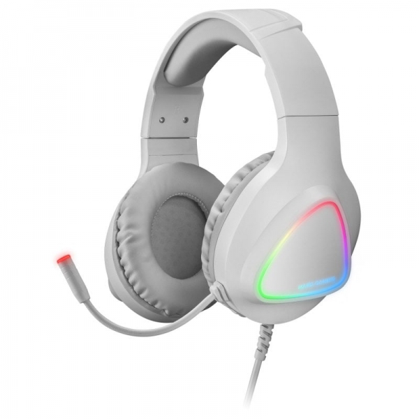 Casque de jeu Mars Gaming MH122 - Son Hi-Fi ultra-basses - Éclairage FRGB - Suppression passive du bruit - Compatibilité totale - Couleur blanche