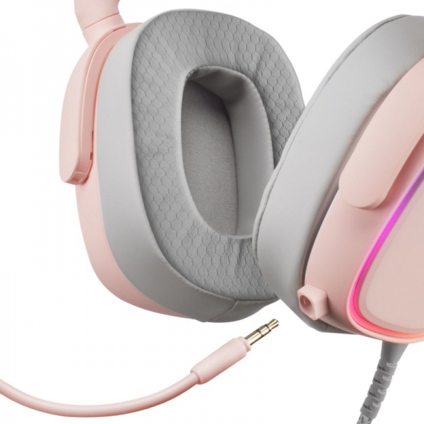 Casque de jeu Mars Gaming MHAX - Éclairage à flux RVB - Pilotes Hi-Fi 53 mm - Microphone amovible - Coussinets AIR - Compatible multiplateforme - Couleur rose