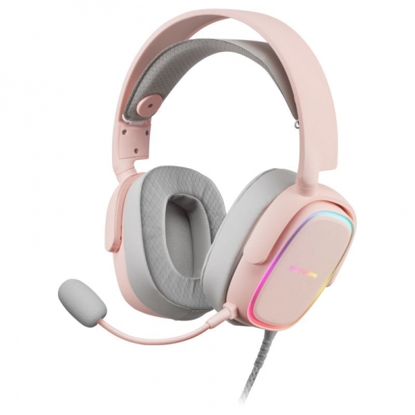 Casque de jeu Mars Gaming MHAX - Éclairage à flux RVB - Pilotes Hi-Fi 53 mm - Microphone amovible - Coussinets AIR - Compatible multiplateforme - Couleur rose