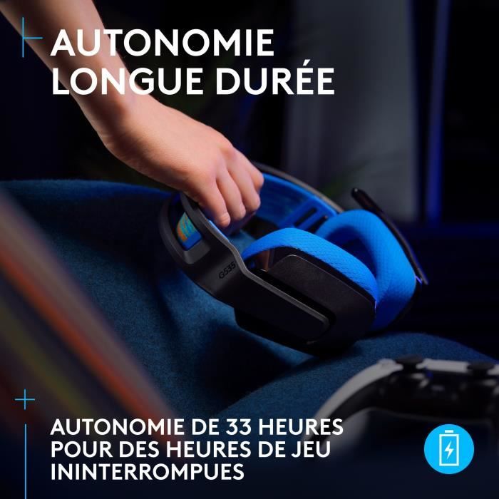 Casque gamer - Sans fil - LOGITECH G - G535 LIGHTSPEED - PC & PS5 - Noir/Bleu