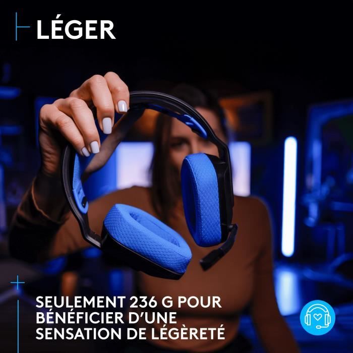 Casque gamer - Sans fil - LOGITECH G - G535 LIGHTSPEED - PC & PS5 - Noir/Bleu