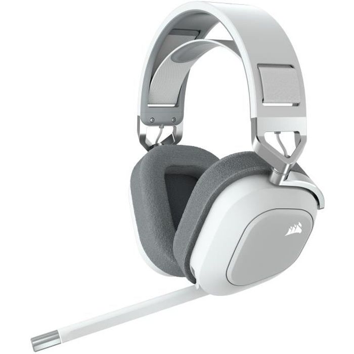 Casque Gaming Sans Fil CORSAIR HS80 RGB Wireless Blanc Son Dolby Atmos Microphone Omnidirectionnel