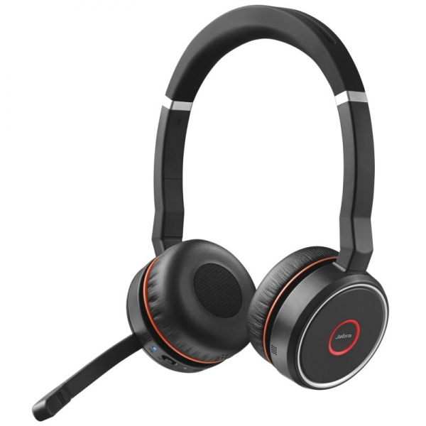 Casque Jabra Evolve 75 SE UC avec double microphone Bluetooth + prise en charge de charge USB-A Voix HD - Suppression du bruit - Autonomie de la batterie jusqu'à 18h - Bandeau réglable - Commandes sur le casque - Couleur noire