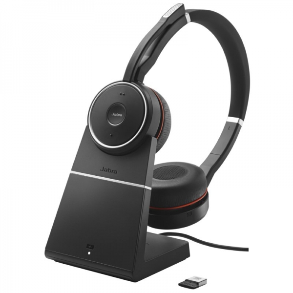 Casque Jabra Evolve 75 SE UC avec double microphone Bluetooth + prise en charge de charge USB-A Voix HD - Suppression du bruit - Autonomie de la batterie jusqu'à 18h - Bandeau réglable - Commandes sur le casque - Couleur noire