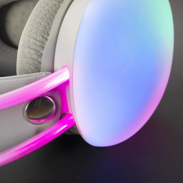 Casque Mars Gaming MH-GLOW - Son Surround - Éclairage RVB CHROMA 360º - Pilotes Hi-Fi Ultra-Bass 3D - Compatibilité Universelle - Couleur Rose