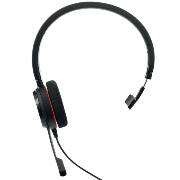 Casque monaural Jabra Evolve 20 avec microphone USB - Suppression du bruit - Bandeau réglable - Commandes filaires - Couleur noire