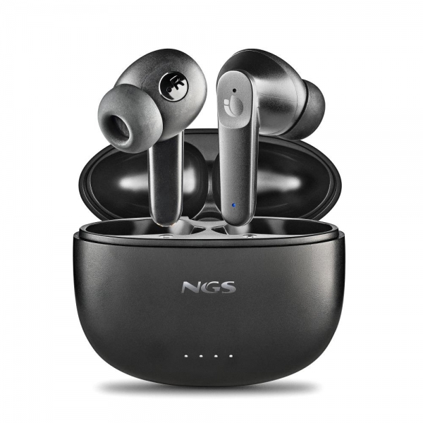 Casque NGS Artica Hush Bluetooth 5.3 TWS ANC - Connexion Automatique - Assistant Vocal - Autonomie jusqu'à 4 heures - Base de Chargement - Couleur Noir