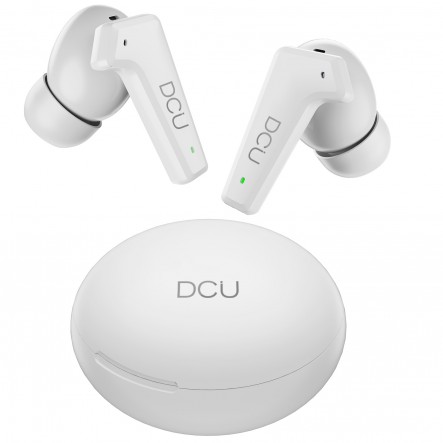 Casque sans fil DCU Tecnologic avec suppression active du bruit - Bluetooth 5.0/5.2 - jusqu'à 8 heures de lecture - Distance de transmission 10 m - Couleur blanche