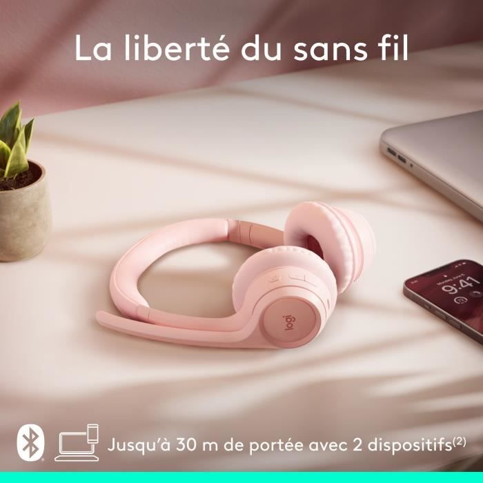 Casque - Sans fil - Logitech - Zone 300 - Rose