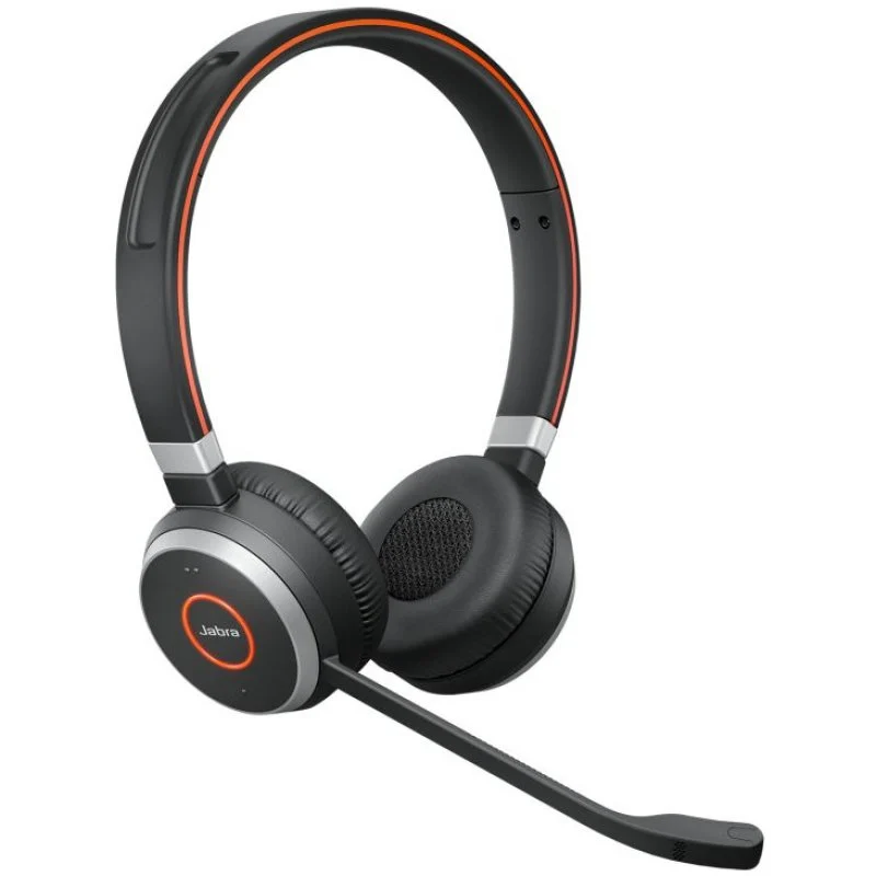 Casque stéréo Bluetooth Jabra Evolve 65 SE UC avec microphone - Suppression du bruit - Autonomie de la batterie jusqu'à 12 heures - Arceau réglable - Commandes sur le casque - Couleur noire