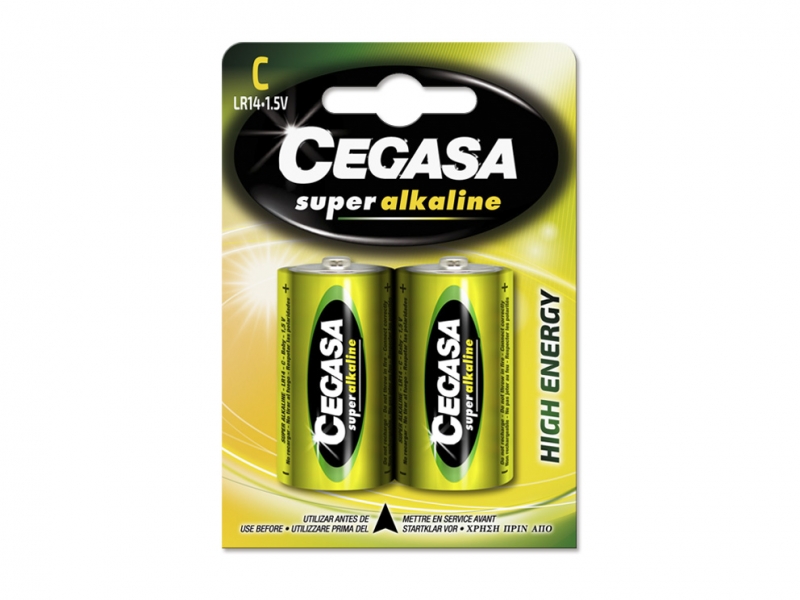 Cegasa Super Alcaline LR14 Blister 2 Unités - Haute Technologie - Fiabilité - Haute Performance - Performance Maximale - Différentes Couleurs