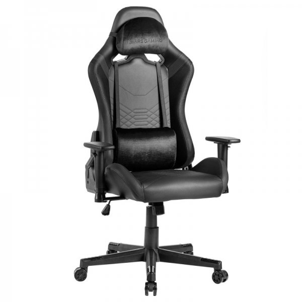 Chaise de jeu Mars Gaming MGC-PRO - Cuir PU - Coussins doux au toucher - Accoudoirs 2D - Dossier inclinable à 135º - Supporte 150 kg - Base en acier - Couleur noire