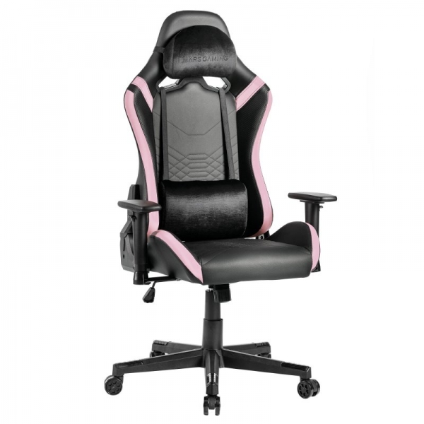 Chaise de jeu Mars Gaming MGC-PRO - Cuir PU - Coussins doux au toucher - Accoudoirs 2D - Dossier inclinable à 135º - Base en acier - Roues XL - Supporte 150 kg - Couleur Noir