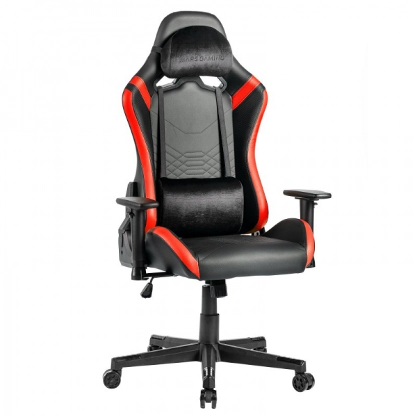 Chaise de jeu Mars Gaming MGC-PRO - Cuir PU - Coussins doux au toucher - Accoudoirs 2D - Dossier inclinable à 135º - Supporte 150 kg - Base en acier - 5 roues XL - Couleur noire