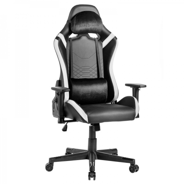 Chaise de jeu Mars Gaming MGC-PRO - Cuir PU - Coussins doux au toucher - Accoudoirs 2D - Dossier inclinable à 135º - Supporte 150 kg - Base en acier - Roues XL - Couleur Noir