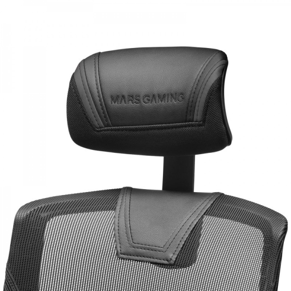 Chaise Gaming Mars Gaming MGC-ERGO - Ergonomie Totale - Support Lombaire et Cervical Ajustable - Base Renforcée - Maille Respirante - Inclinaison 90-160° - Couleur Noir